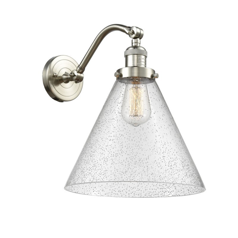 INNOVATIONS LIGHTING 515-1W-G44-L FRANKLIN RESTORATION X-LARGE CONE 12 INCH ONE LIGHT UP AND DOWN SEEDY GLASS WALL SCONCE