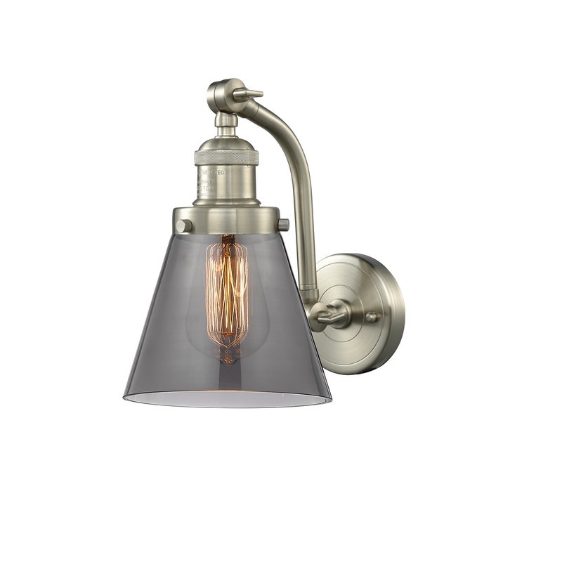 INNOVATIONS LIGHTING 515-1W-G63 FRANKLIN RESTORATION SMALL CONE 6 1/2 INCH ONE LIGHT UP AND DOWN SMOKED GLASS WALL SCONCE