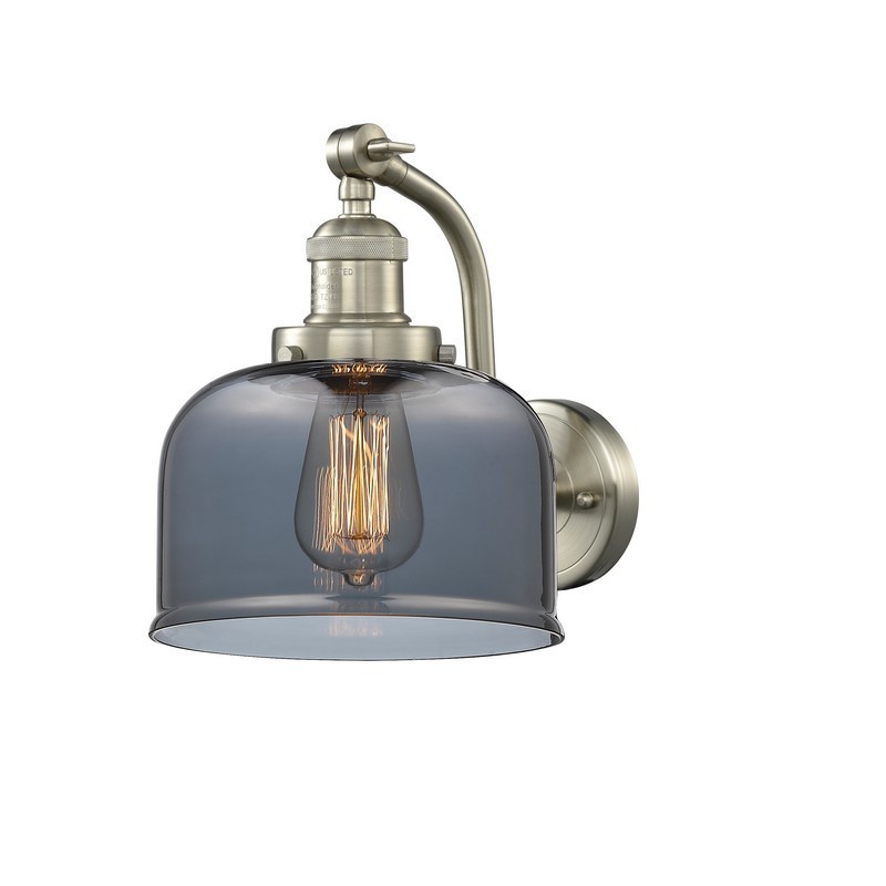 INNOVATIONS LIGHTING 515-1W-G73 FRANKLIN RESTORATION LARGE BELL 8 INCH ONE LIGHT UP AND DOWN SMOKED GLASS WALL SCONCE