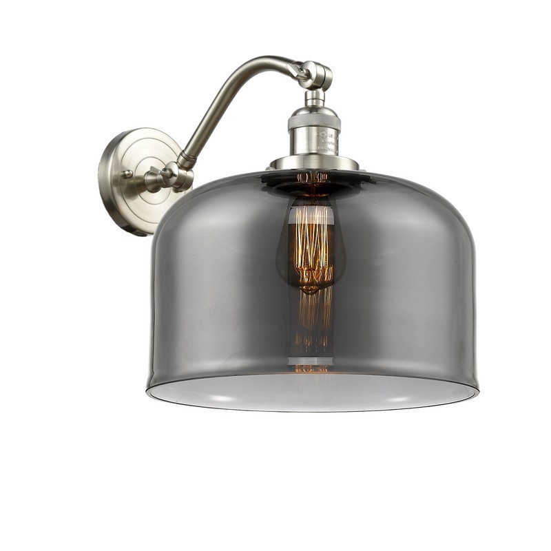 INNOVATIONS LIGHTING 515-1W-G73-L FRANKLIN RESTORATION X-LARGE BELL 12 INCH ONE LIGHT UP AND DOWN PLATED SMOKED GLASS WALL SCONCE