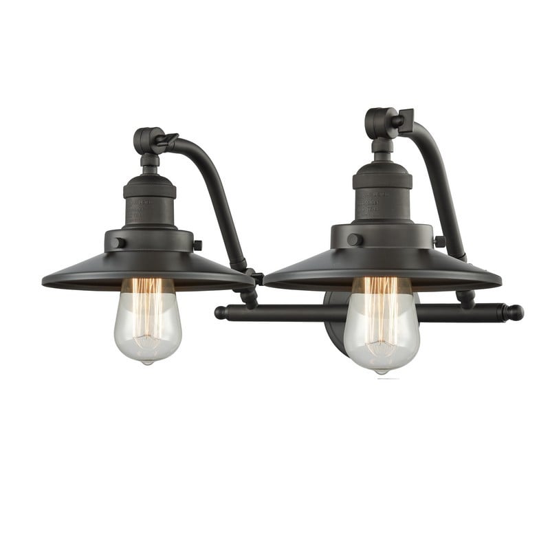 INNOVATIONS LIGHTING 515-2W-OB-M5 FRANKLIN RESTORATION RAILROAD 18 INCH TWO LIGHT WALL MOUNT VANITY LIGHT