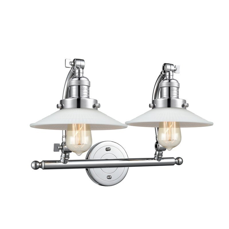 INNOVATIONS LIGHTING 515-2W-G1 FRANKLIN RESTORATION HALOPHANE 2 LIGHT 18 1/4 INCH WALL MOUNT WHITE GLASS VANITY LIGHT