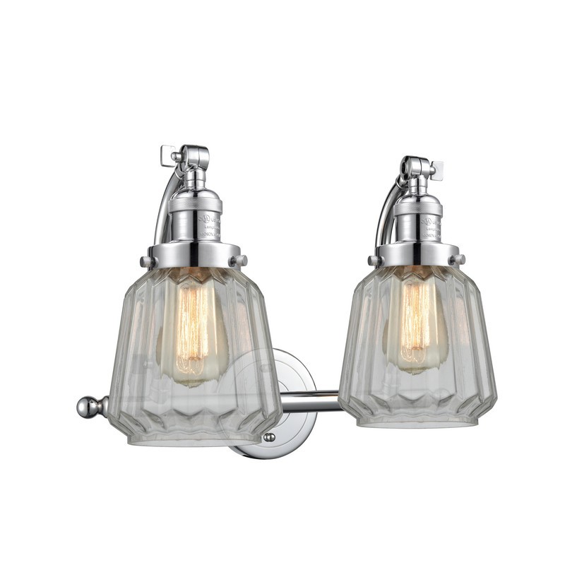 INNOVATIONS LIGHTING 515-2W-G142 FRANKLIN RESTORATION CHATHAM 18 INCH TWO LIGHT WALL MOUNT CLEAR GLASS VANITY LIGHT