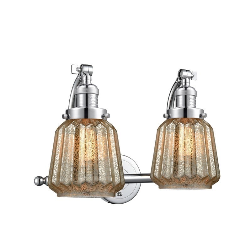 INNOVATIONS LIGHTING 515-2W-G146 FRANKLIN RESTORATION CHATHAM 18 INCH TWO LIGHT WALL MOUNT MERCURY PLATED GLASS VANITY LIGHT