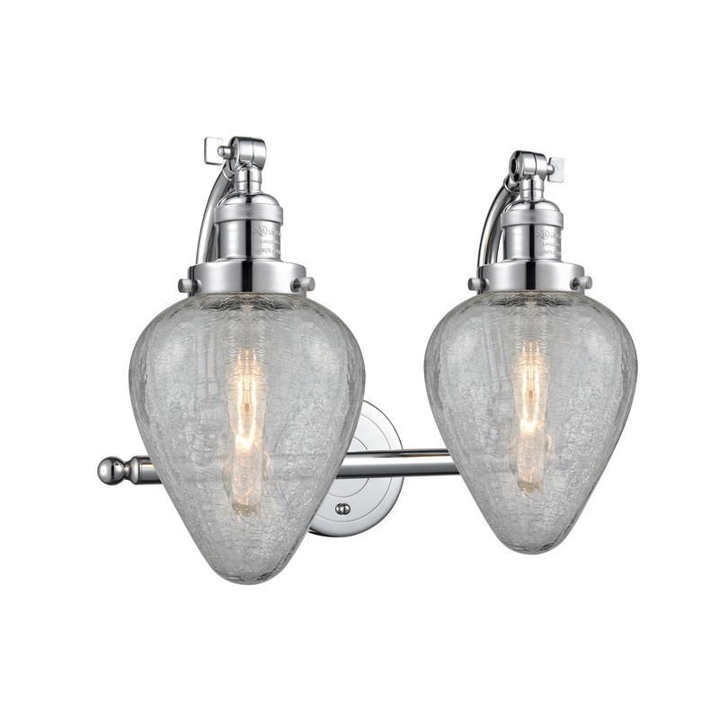 INNOVATIONS LIGHTING 515-2W-G165 FRANKLIN RESTORATION GENESEO 18 INCH TWO LIGHT WALL MOUNT CLEAR CRACKLE VANITY LIGHT