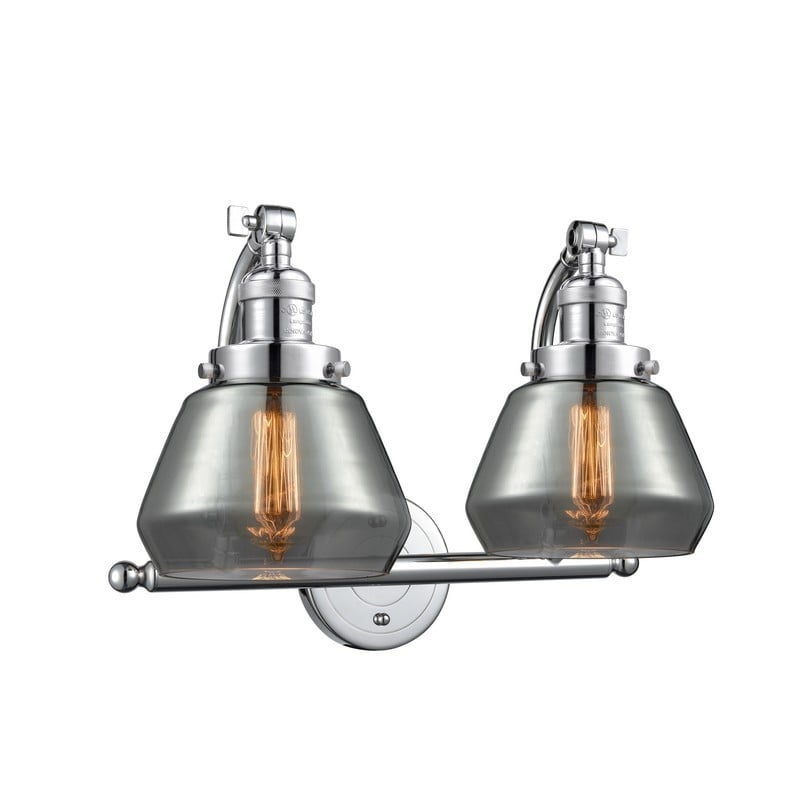 INNOVATIONS LIGHTING 515-2W-G173 FRANKLIN RESTORATION FULTON 18 INCH TWO LIGHT WALL MOUNT SMOKED GLASS VANITY LIGHT