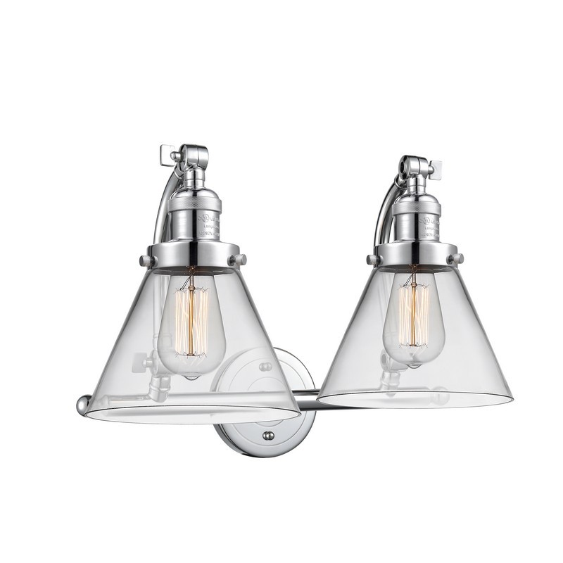 INNOVATIONS LIGHTING 515-2W-G42 FRANKLIN RESTORATION LARGE CONE 18 INCH TWO LIGHT WALL MOUNT CLEAR GLASS VANITY LIGHT