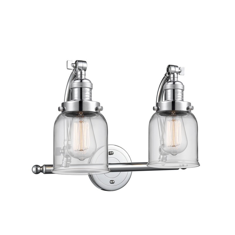 INNOVATIONS LIGHTING 515-2W-G52 FRANKLIN RESTORATION SMALL BELL 18 INCH TWO LIGHT WALL MOUNT CLEAR GLASS VANITY LIGHT