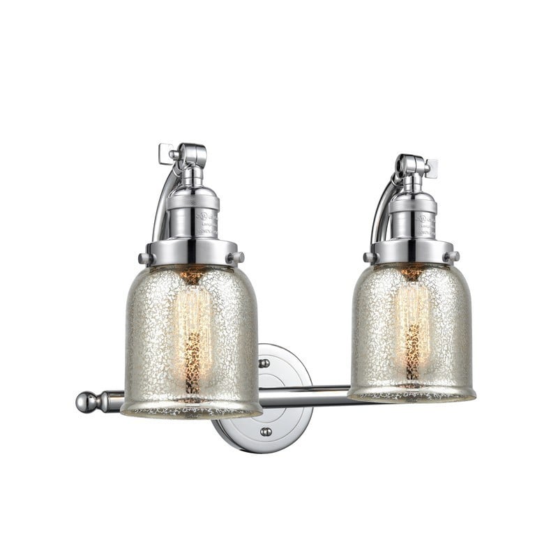 INNOVATIONS LIGHTING 515-2W-G58 FRANKLIN RESTORATION SMALL BELL 2 LIGHT 18 INCH WALL MOUNT SILVER PLATED MERCURY GLASS VANITY LIGHT