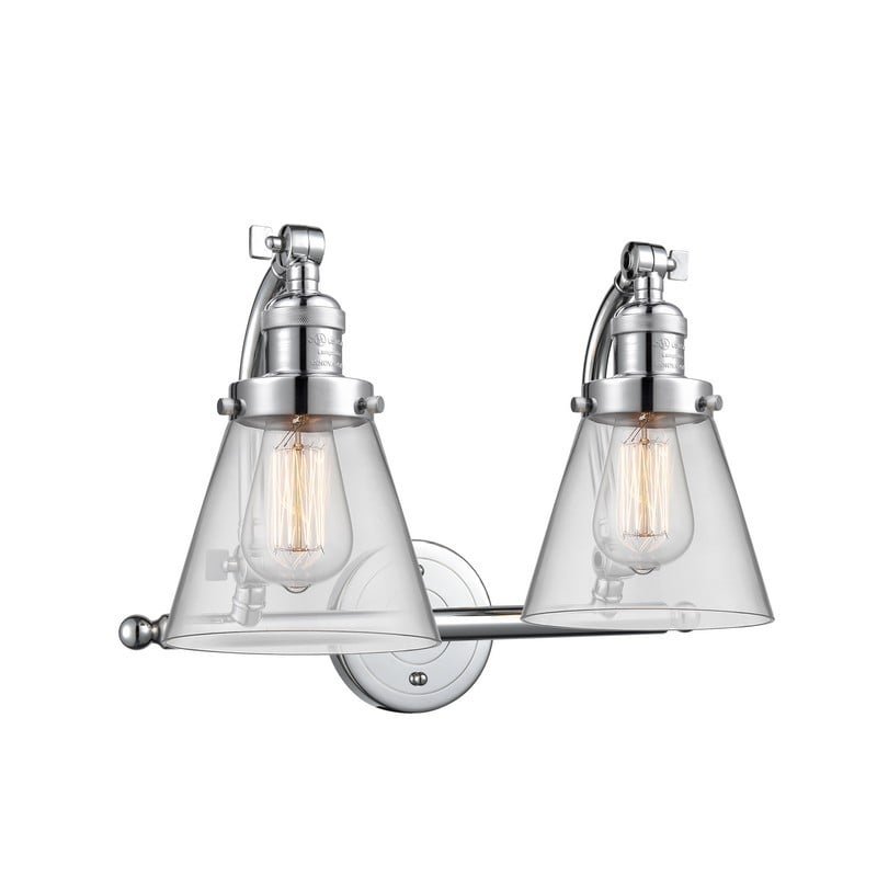 INNOVATIONS LIGHTING 515-2W-G62 FRANKLIN RESTORATION SMALL CONE 18 INCH TWO LIGHT WALL MOUNT CLEAR GLASS VANITY LIGHT