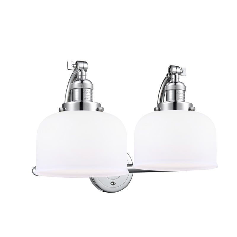 INNOVATIONS LIGHTING 515-2W-G71 FRANKLIN RESTORATION LARGE BELL 18 INCH TWO LIGHT WALL MOUNT MATTE WHITE CASED GLASS VANITY LIGHT