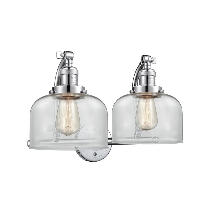 INNOVATIONS LIGHTING 515-2W-G72 FRANKLIN RESTORATION LARGE BELL 18 INCH TWO LIGHT WALL MOUNT CLEAR GLASS VANITY LIGHT