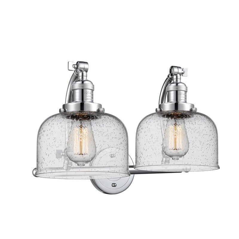 INNOVATIONS LIGHTING 515-2W-G74 FRANKLIN RESTORATION LARGE BELL 18 INCH TWO LIGHT WALL MOUNT SEEDY GLASS VANITY LIGHT