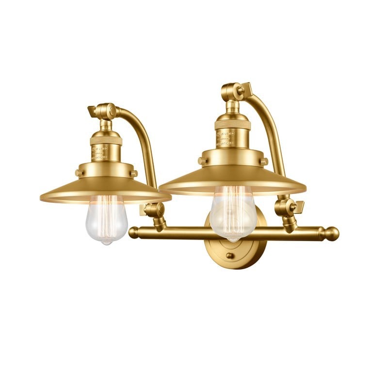 INNOVATIONS LIGHTING 515-2W-SG-M4-SG FRANKLIN RESTORATION RAILROAD 2 LIGHT 18 INCH METAL SHADE VANITY LIGHT - SATIN GOLD