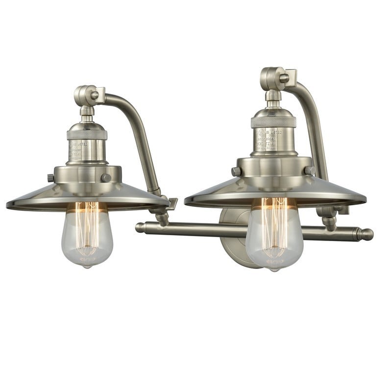 INNOVATIONS LIGHTING 515-2W-SN-M2 FRANKLIN RESTORATION RAILROAD 18 INCH TWO LIGHT WALL MOUNT VANITY LIGHT