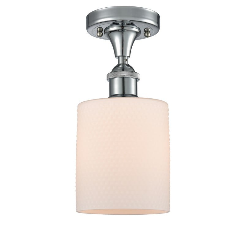 INNOVATIONS LIGHTING 516-1C-G111 BALLSTON COBBLESKILL 5 INCH ONE LIGHT MATTE WHITE GLASS SEMI-FLUSH MOUNT CEILING LIGHT