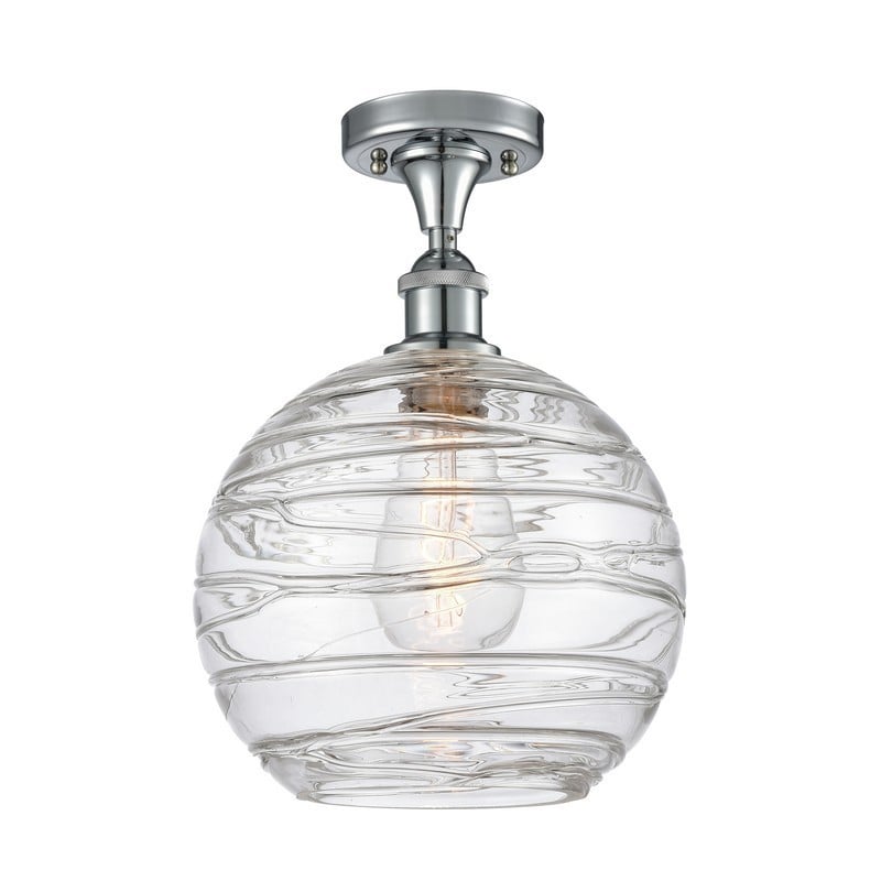 INNOVATIONS LIGHTING 516-1C-G1213-10 BALLSTON LARGE DECO SWIRL 1 LIGHT 10 INCH CLEAR GLASS SEMI-FLUSH MOUNT CEILING LIGHT