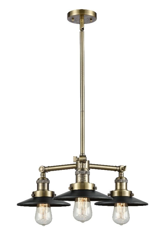 INNOVATIONS LIGHTING 207-M6 FRANKLIN RESTORATION RAILROAD 19 INCH THREE LIGHT SINGLE TIER CHANDELIER