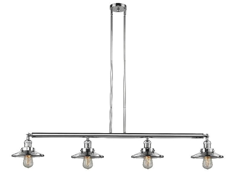 INNOVATIONS LIGHTING 214-PC-M7 FRANKLIN RESTORATION RAILROAD 4 LIGHT 52 5/8 INCH METAL SHADE ISLAND LIGHT - POLISHED CHROME