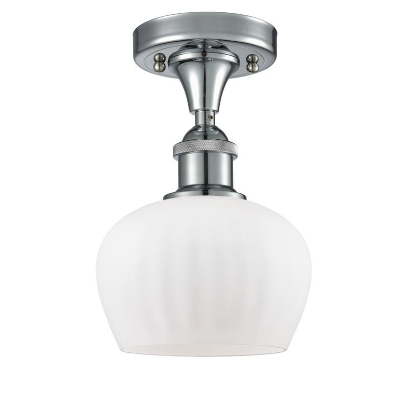 INNOVATIONS LIGHTING 516-1C-G91 BALLSTON FENTON 6 1/2 INCH ONE LIGHT MATTE WHITE GLASS SEMI-FLUSH MOUNT CEILING LIGHT