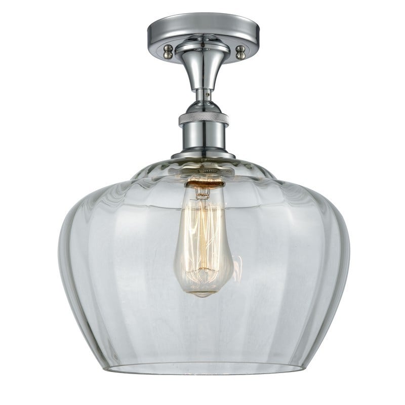 INNOVATIONS LIGHTING 516-1C-G92-L BALLSTON LARGE FENTON 11 INCH ONE LIGHT CLEAR GLASS SEMI-FLUSH MOUNT CEILING LIGHT