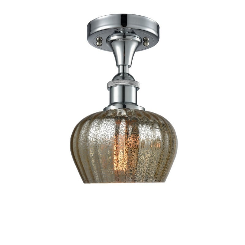 INNOVATIONS LIGHTING 516-1C-G96 BALLSTON FENTON 6 1/2 INCH ONE LIGHT MERCURY FLUTED GLASS SEMI-FLUSH MOUNT CEILING LIGHT