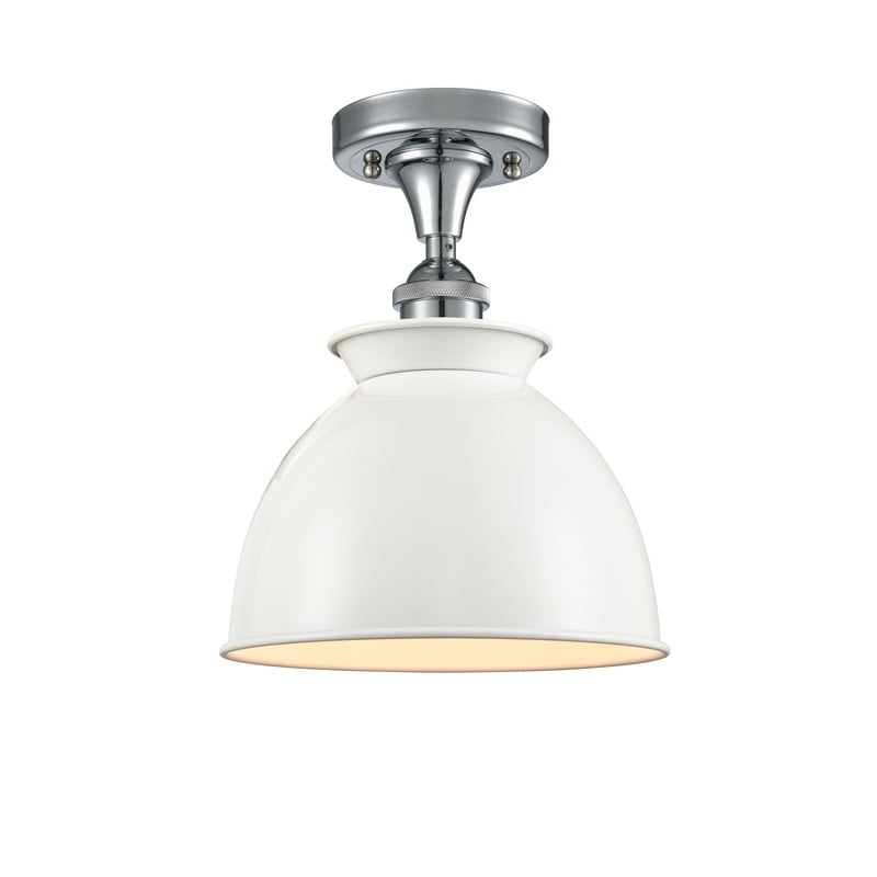 INNOVATIONS LIGHTING 516-1C-M14-W BALLSTON ADIRONDACK 1 LIGHT 8 1/2 INCH WHITE METAL SHADE SEMI-FLUSH MOUNT CEILING LIGHT