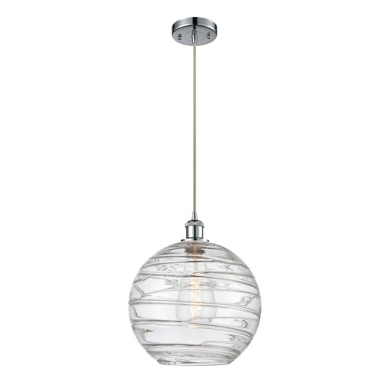 INNOVATIONS LIGHTING 516-1P-G1213-12 BALLSTON X-LARGE DECO SWIRL 12 INCH ONE LIGHT CLEAR SWIRL GLASS PENDANT