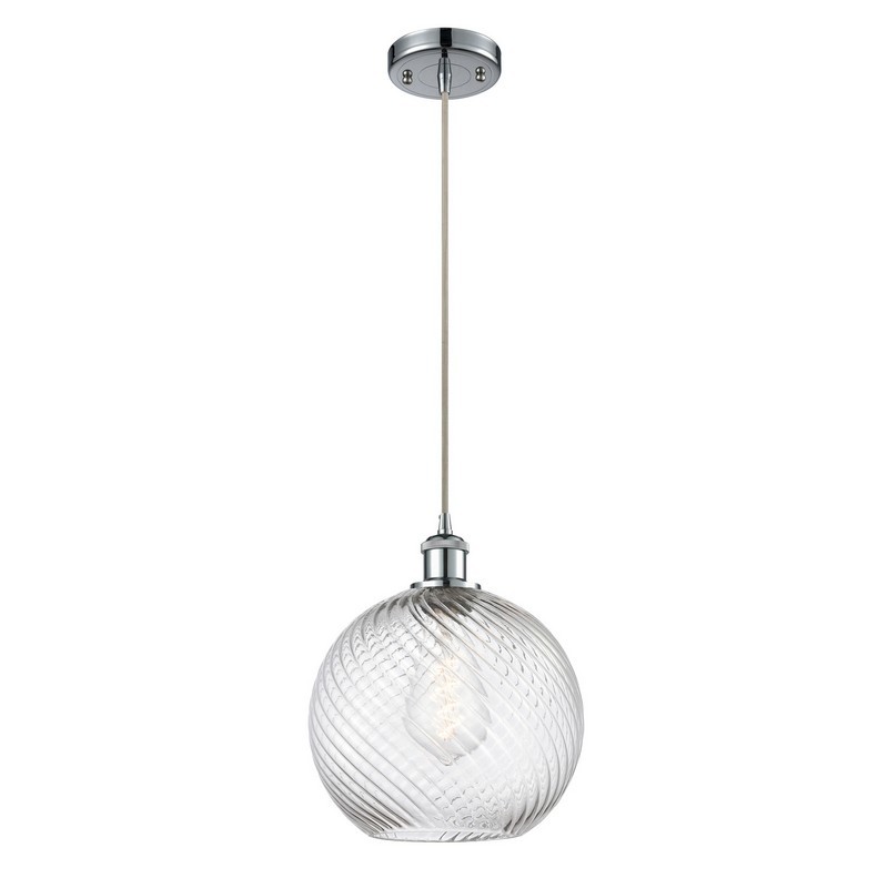 INNOVATIONS LIGHTING 516-1P-G1214-10 BALLSTON LARGE TWISTED SWIRL 10 INCH ONE LIGHT CLEAR LARGE GLASS PENDANT