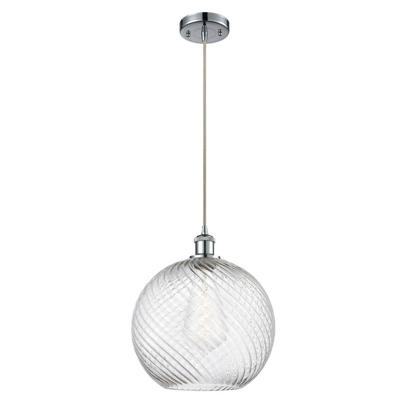 INNOVATIONS LIGHTING 516-1P-G1214-12 BALLSTON X-LARGE TWISTED SWIRL 12 INCH ONE LIGHT CLEAR GLASS PENDANT
