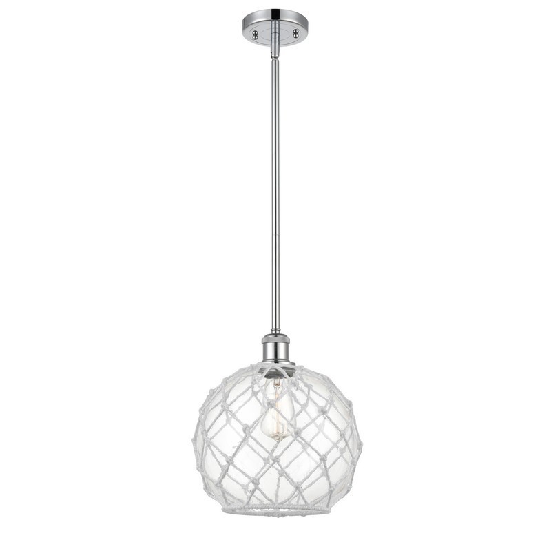 INNOVATIONS LIGHTING 516-1S-G122-10RW BALLSTON LARGE FARMHOUSE ROPE 10 INCH ONE LIGHT CLEAR WITH WHITE ROPE PENDANT