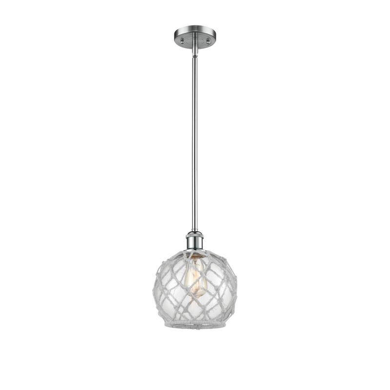 INNOVATIONS LIGHTING 516-1S-G122-8RW BALLSTON FARMHOUSE ROPE 8 INCH ONE LIGHT CLEAR WITH WHITE ROPE MINI PENDANT