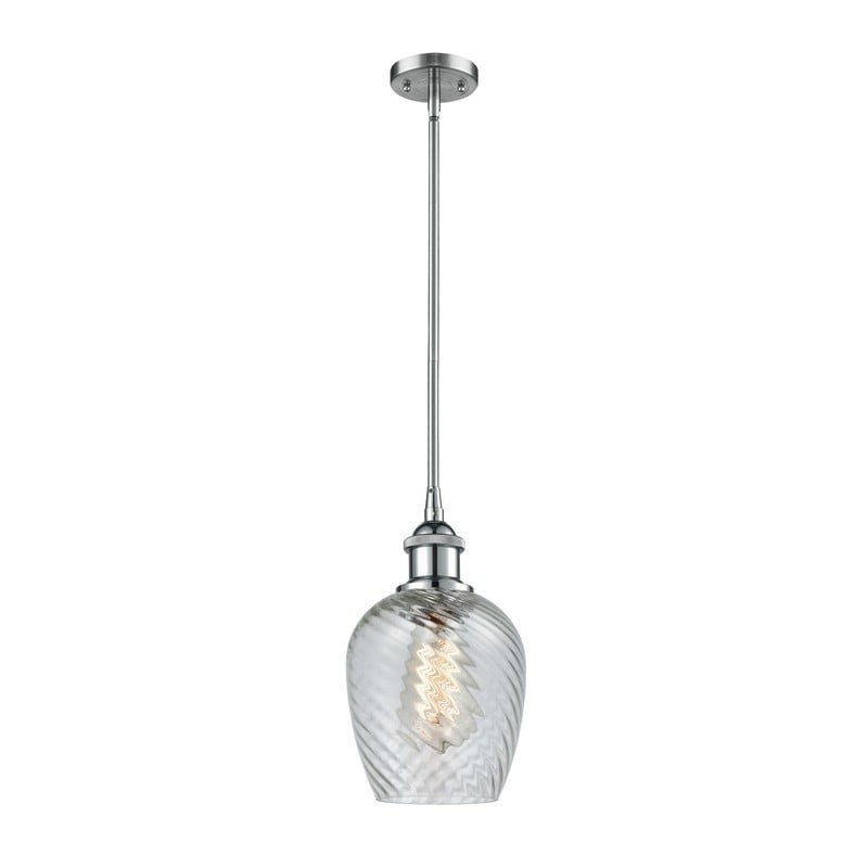 INNOVATIONS LIGHTING 516-1S-G292 BALLSTON SALINA 5 INCH ONE LIGHT CLEAR SPIRAL FLUTED GLASS PENDANT