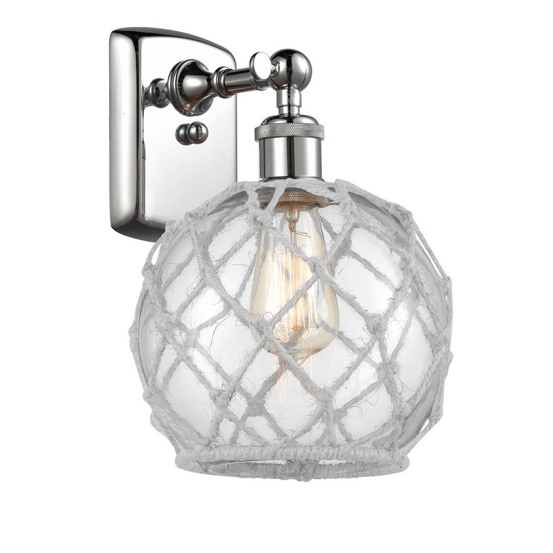 INNOVATIONS LIGHTING 516-1W-G122-8RW BALLSTON FARMHOUSE ROPE 8 INCH ONE LIGHT UP AND DOWN CLEAR WITH WHITE ROPE GLASS WALL SCONCE