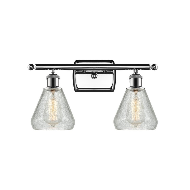 INNOVATIONS LIGHTING 516-2W-G275 BALLSTON CONESUS 16 INCH TWO LIGHT WALL MOUNT VANITY LIGHT WITH CLEAR CRACKLE GLASS SHADE
