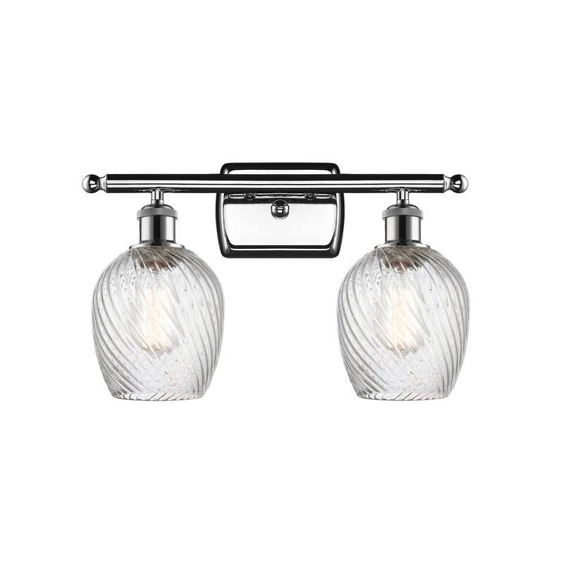 INNOVATIONS LIGHTING 516-2W-G292 BALLSTON SALINA 16 INCH TWO LIGHT WALL MOUNT VANITY LIGHT WITH CLEAR SPIRAL FLUTED GLASS SHADE