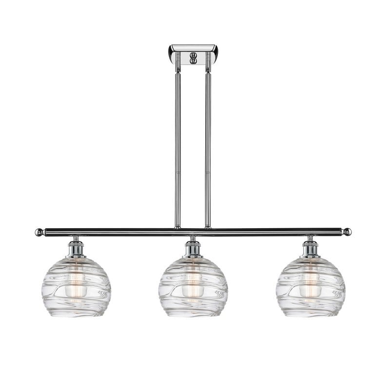 INNOVATIONS LIGHTING 516-3I-G1213-8 BALLSTON DECO SWIRL 36 INCH 3 LIGHT CLEAR GLASS ISLAND LIGHT