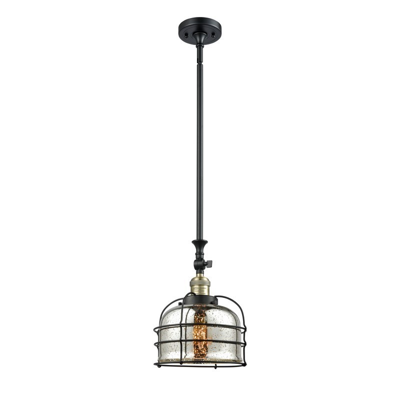 INNOVATIONS LIGHTING 206-BAB-G78-CE FRANKLIN RESTORATION LARGE BELL CAGE 9 INCH ONE LIGHT SILVER PLATED MERCURY CASED GLASS MINI PENDANT - BLACK ANTIQUE BRASS