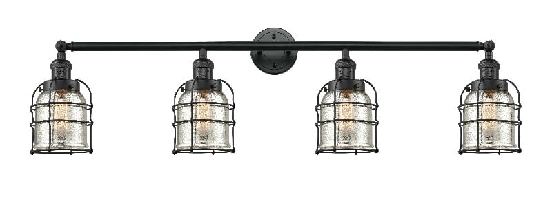 INNOVATIONS LIGHTING 215-G58-CE FRANKLIN RESTORATION SMALL BELL CAGE 4 LIGHT 43 INCH SILVER PLATED MERCURY GLASS VANITY LIGHT