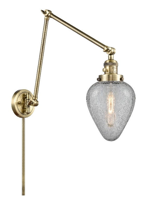 INNOVATIONS LIGHTING 238-G165 FRANKLIN RESTORATION GENESEO 8 INCH ONE LIGHT UP OR DOWN CLEAR CRACKLE GLASS SWING ARM LIGHT