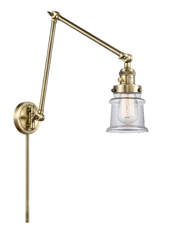INNOVATIONS LIGHTING 238-G182S FRANKLIN RESTORATION SMALL CANTON 8 INCH ONE LIGHT CLEAR GLASS SWING ARM LIGHT