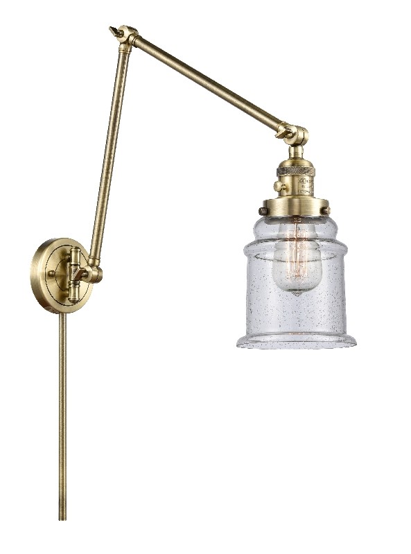 INNOVATIONS LIGHTING 238-G184 FRANKLIN RESTORATION CANTON 8 INCH ONE LIGHT UP OR DOWN SEEDY GLASS SWING ARM LIGHT