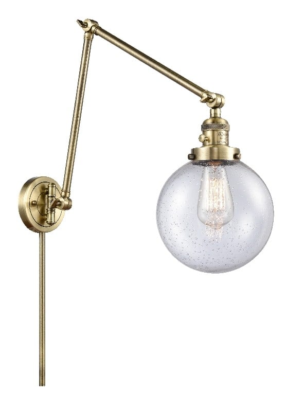 INNOVATIONS LIGHTING 238-G204-8 FRANKLIN RESTORATION BEACON 8 INCH ONE LIGHT UP OR DOWN SEEDY GLASS SWING ARM LIGHT