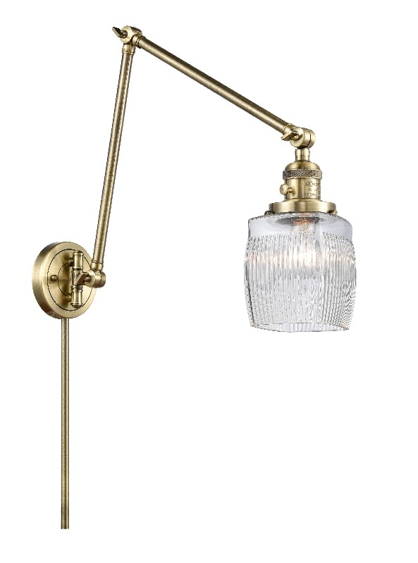 INNOVATIONS LIGHTING 238-G302 FRANKLIN RESTORATION COLTON 8 INCH ONE LIGHT UP OR DOWN CLEAR HALOPHANE GLASS SWING ARM LIGHT