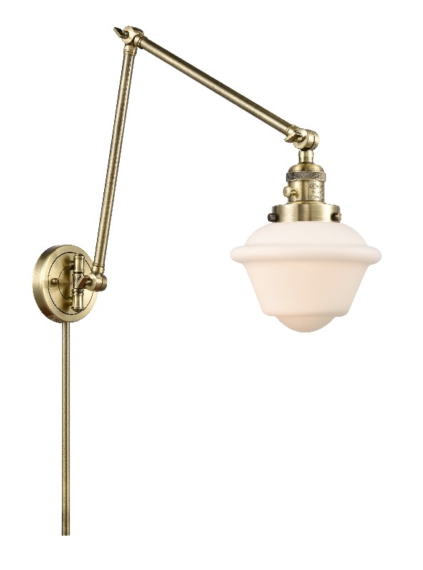 INNOVATIONS LIGHTING 238-G531 FRANKLIN RESTORATION SMALL OXFORD 8 INCH ONE LIGHT UP OR DOWN MATTE WHITE CASED GLASS SWING ARM LIGHT