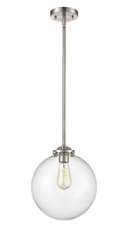 INNOVATIONS LIGHTING 284-1S-G202-10 NOUVEAU X-LARGE BEACON 10 INCH ONE LIGHT CLEAR CASED GLASS MINI PENDANT