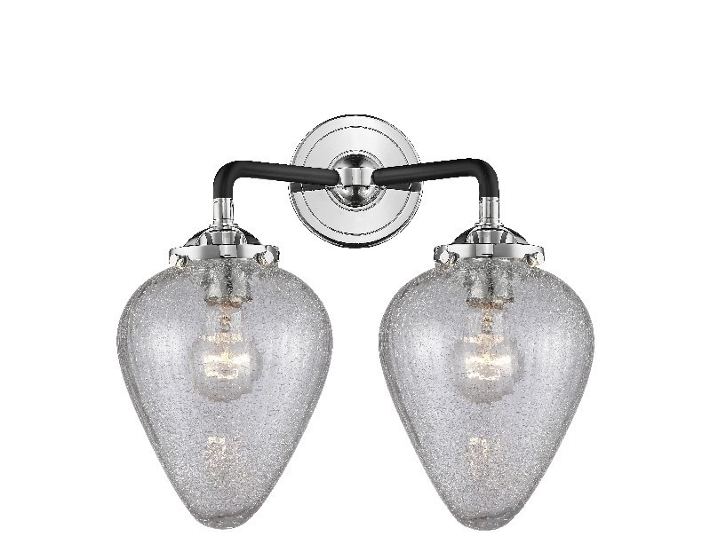 INNOVATIONS LIGHTING 284-2W-G165 NOUVEAU GENESEO 2 LIGHT 14 1/2 INCH WALL MOUNT CLEAR CRACKLE GLASS VANITY LIGHT