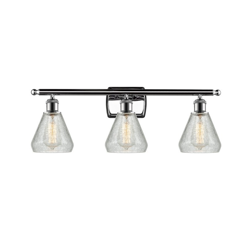 INNOVATIONS LIGHTING 516-3W-G275 BALLSTON CALEDONIA 26 INCH THREE LIGHT WALL MOUNT VANITY LIGHT WITH CLEAR CRACKLE GLASS SHADE