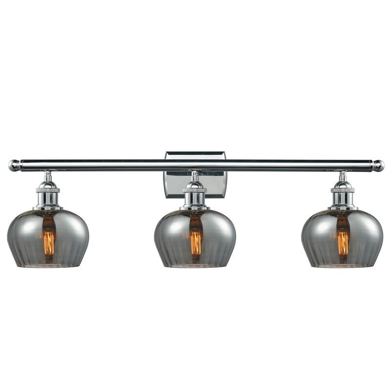 INNOVATIONS LIGHTING 516-3W-G93 BALLSTON FENTON 26 INCH THREE LIGHT WALL MOUNT SMOKED GLASS VANITY LIGHT