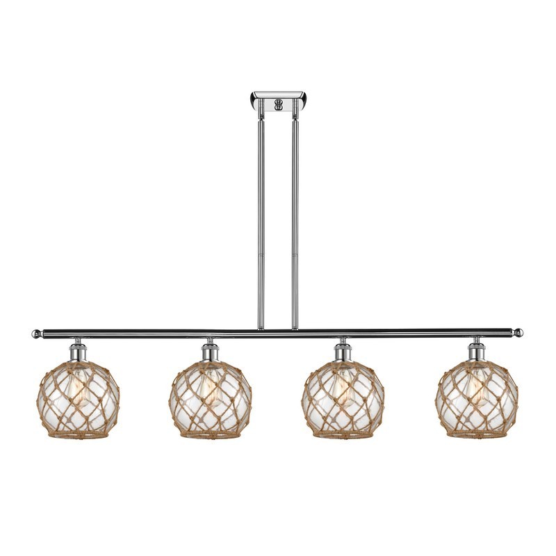 INNOVATIONS LIGHTING 516-4I-G122-8RB BALLSTON FARMHOUSE ROPE 48 INCH FOUR LIGHT CLEAR WITH BLACK ISLAND LIGHT